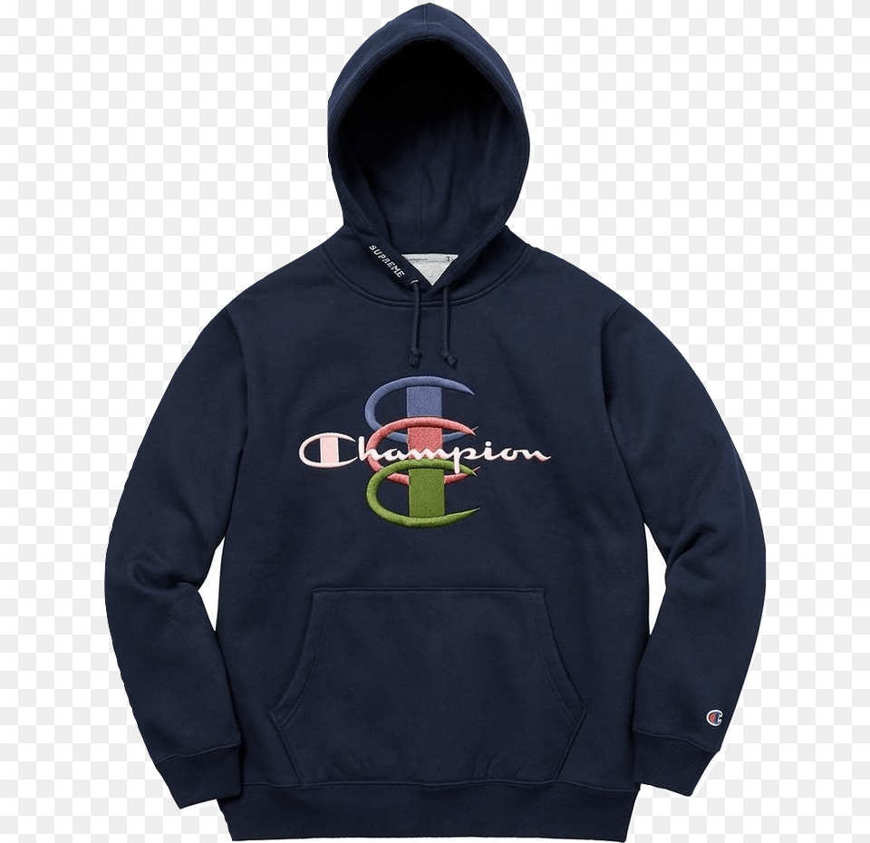 Supreme Champion Stacked C Hoodie, Clothing, Hood, Knitwear, Sweater Free Png Download