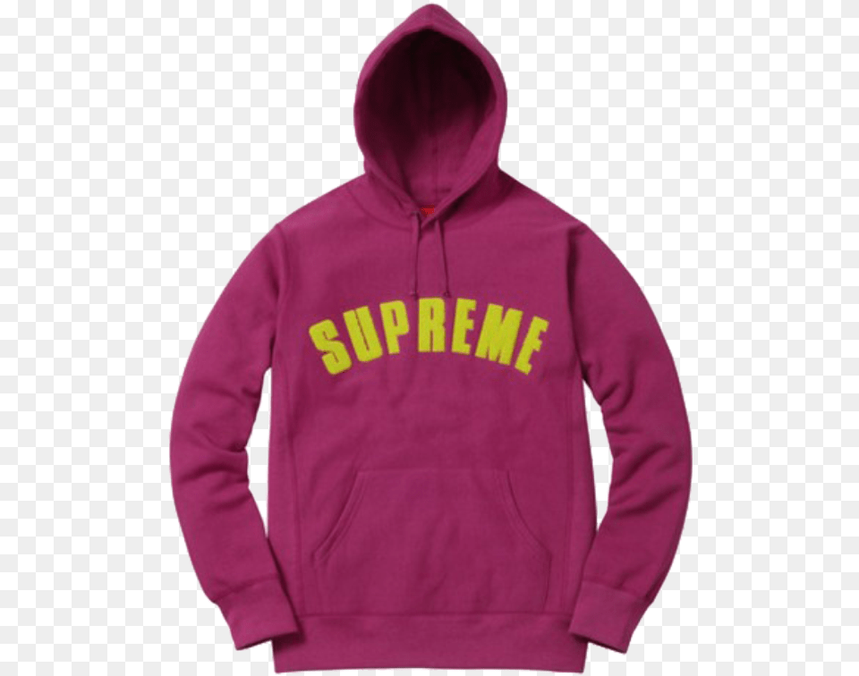 Supreme Chenille Arc Logo Hoodie Magentadata Max Hoodie, Clothing, Knitwear, Sweater, Sweatshirt Free Transparent Png