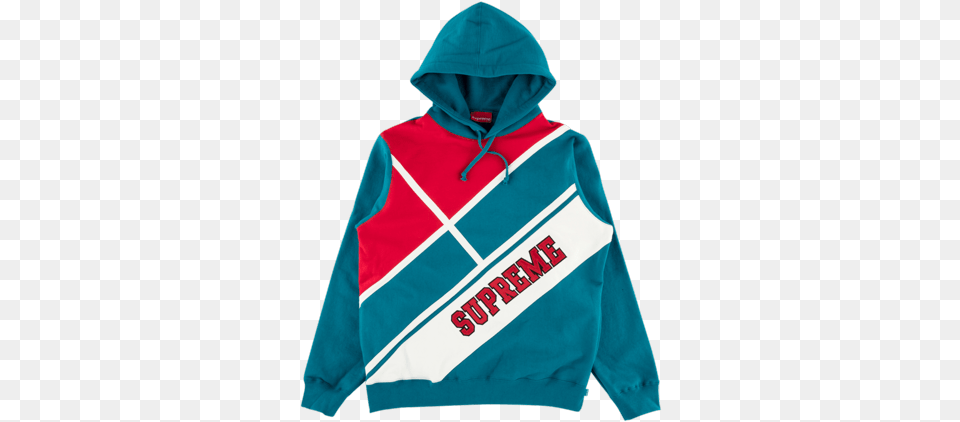Supreme Diagonal Hooded Sweatshirt, Clothing, Hood, Hoodie, Knitwear Free Png Download