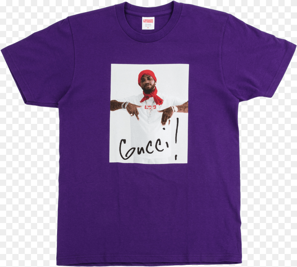 Supreme Gucci Mane Tee Supreme Gucci Green Tee, Clothing, T-shirt, Adult, Male Free Png Download