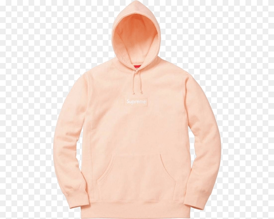 Supreme Hoodie Box Logo Peach Sweatshirt, Clothing, Hood, Knitwear, Sweater Png