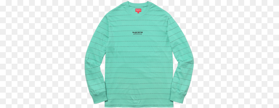 Supreme Logo Stripe Long Sleeve Green Supreme, Clothing, Long Sleeve, Knitwear, Sweater Png