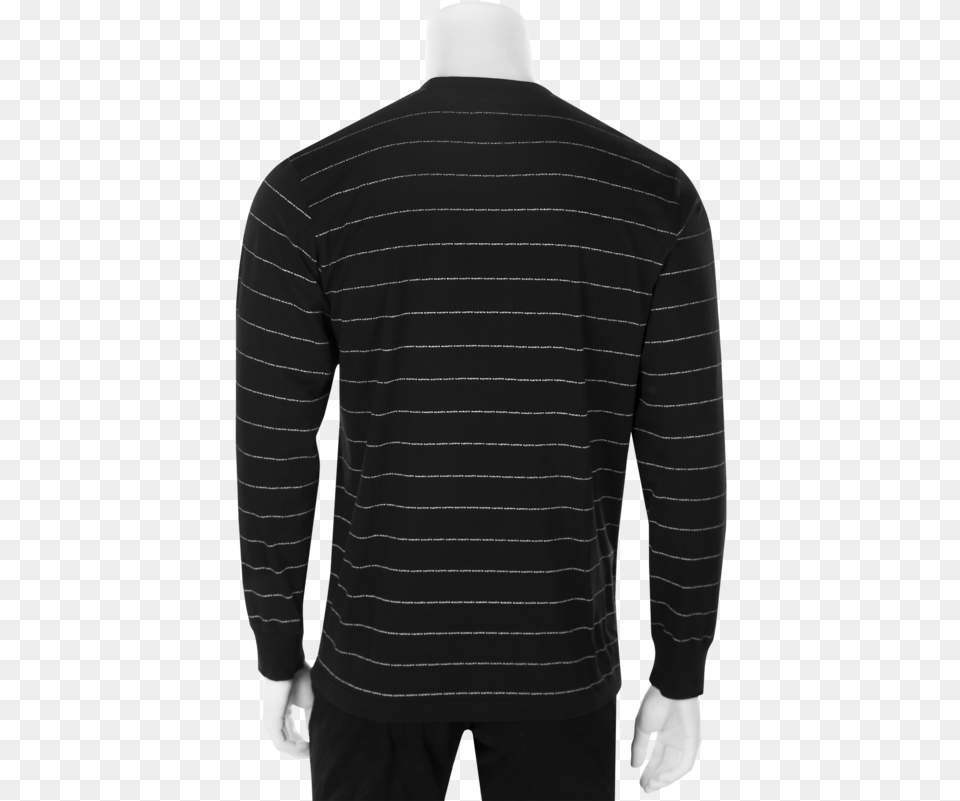 Supreme Logo Stripe Ls Shirt Long Sleeve, Clothing, Long Sleeve, T-shirt, Person Png Image