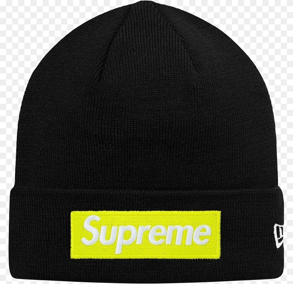 Supreme New Era Box Logo Beanie Black Supreme New Beanie, Cap, Clothing, Hat, Person Free Png