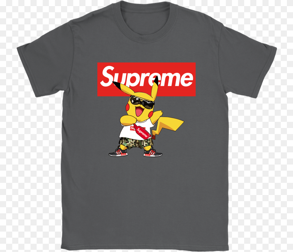 Supreme Pokemon Singing Pikachu Shirts Supreme X Nike Shirt, Clothing, T-shirt, People, Person Free Png Download