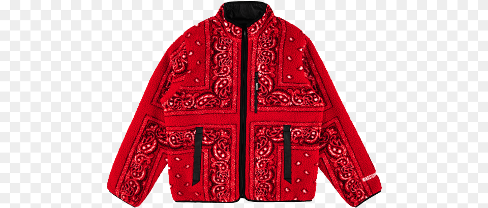 Supreme Reversible Bandana Fleece Jack Fw Sweater, Clothing, Coat, Jacket, Pattern Png