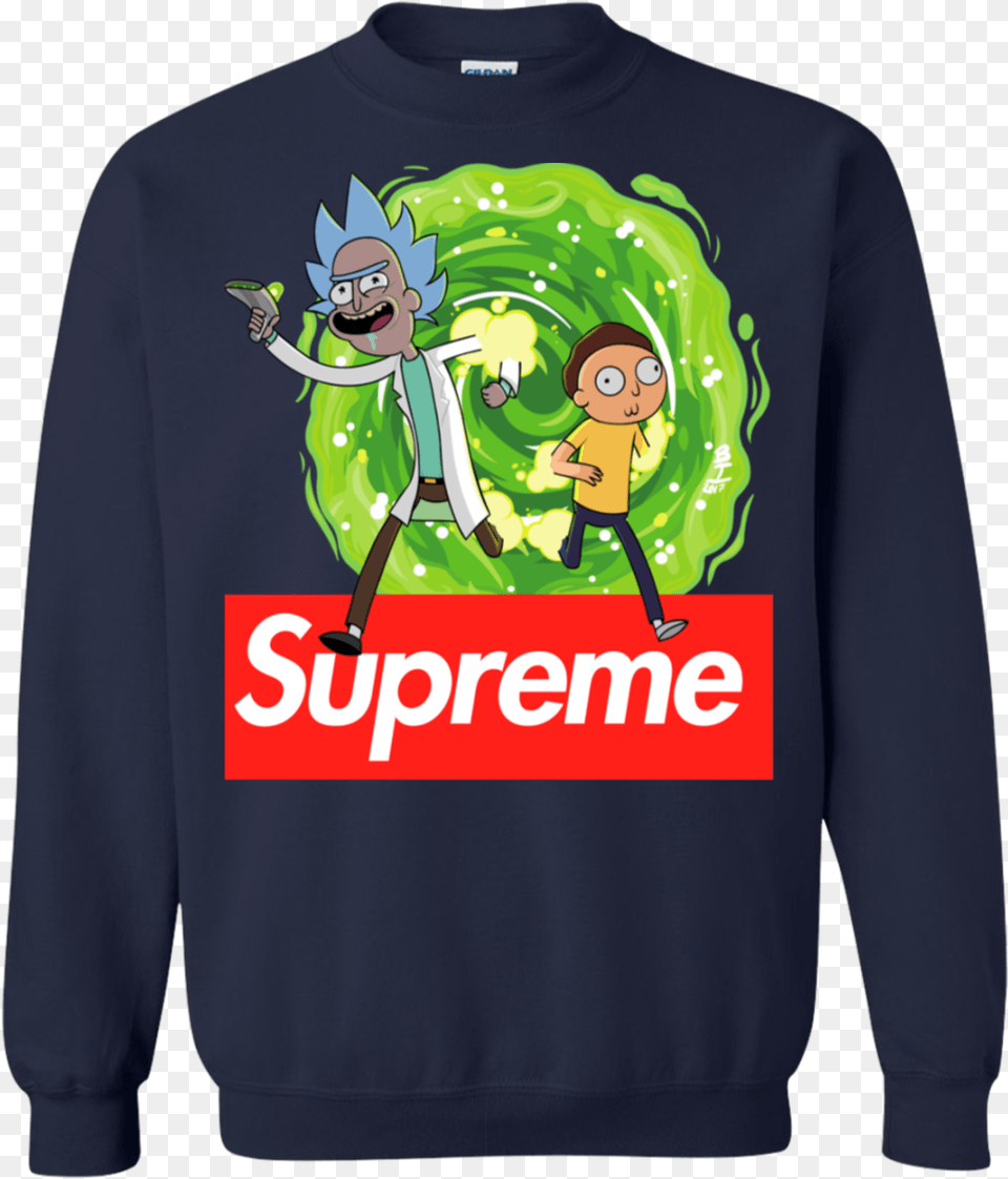 Supreme Rick And Morty Shirt Supreme Rick And Morty, Clothing, Sweatshirt, Sweater, Knitwear Png Image