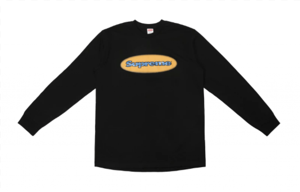 Supreme Ripple Ls Tee Black Sweatshirt, Clothing, Long Sleeve, Sleeve, T-shirt Free Transparent Png