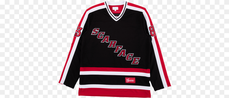Supreme Scarface Hockey Jersey Scarfacefw17 Scarface 1983 X Supreme, Clothing, Shirt, T-shirt Free Png