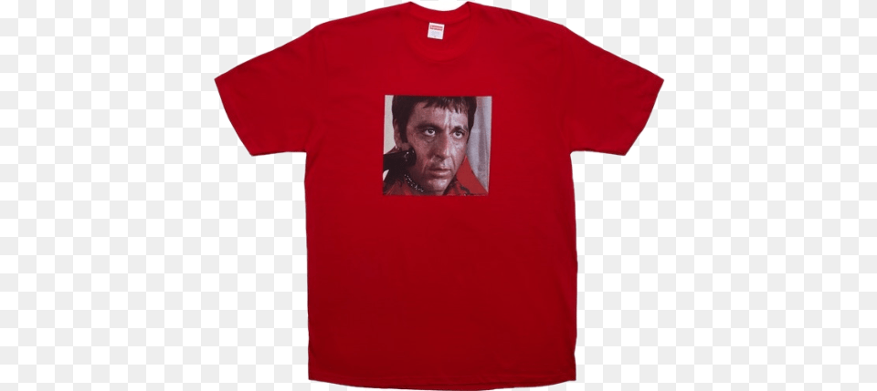 Supreme Scarface Shower Tee, T-shirt, Clothing, Person, Man Png Image