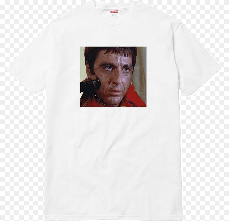 Supreme Scarface Shower Tee Scarface Supreme, Clothing, T-shirt, Adult, Male Png Image