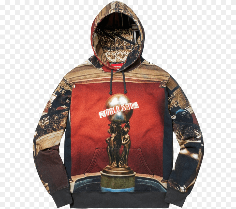 Supreme Scarface The World Is Yours Hoodie, Knitwear, Clothing, Sweatshirt, Sweater Png Image