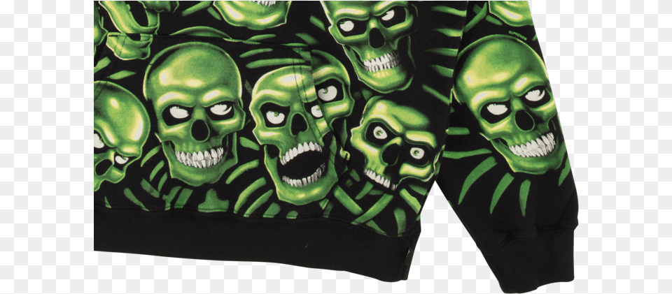 Supreme Skull Pile Hooded Sweatshirt Ss Supreme Skull Pile Hoodie, Green, Clothing, Knitwear, Sweater Png Image
