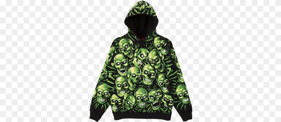 Supreme Skull Pile Hooded Sweatshirt Ss Supreme Skull Pile Hoodie, Clothing, Knitwear, Sweater, Hood Free Transparent Png