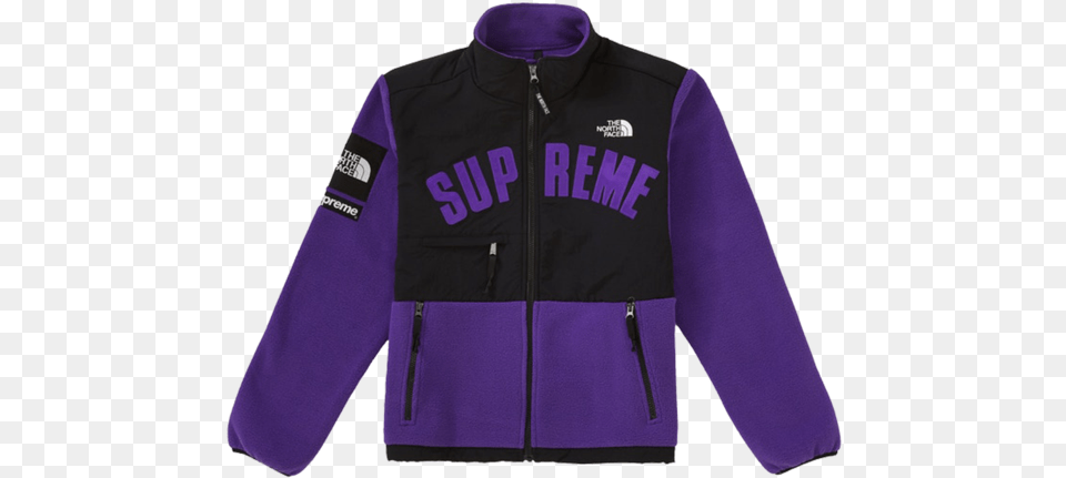 Supreme The North Face Arc Logo Denali Fleece Jacket Purple North Face Hot Shot, Clothing, Coat, Hoodie, Knitwear Png