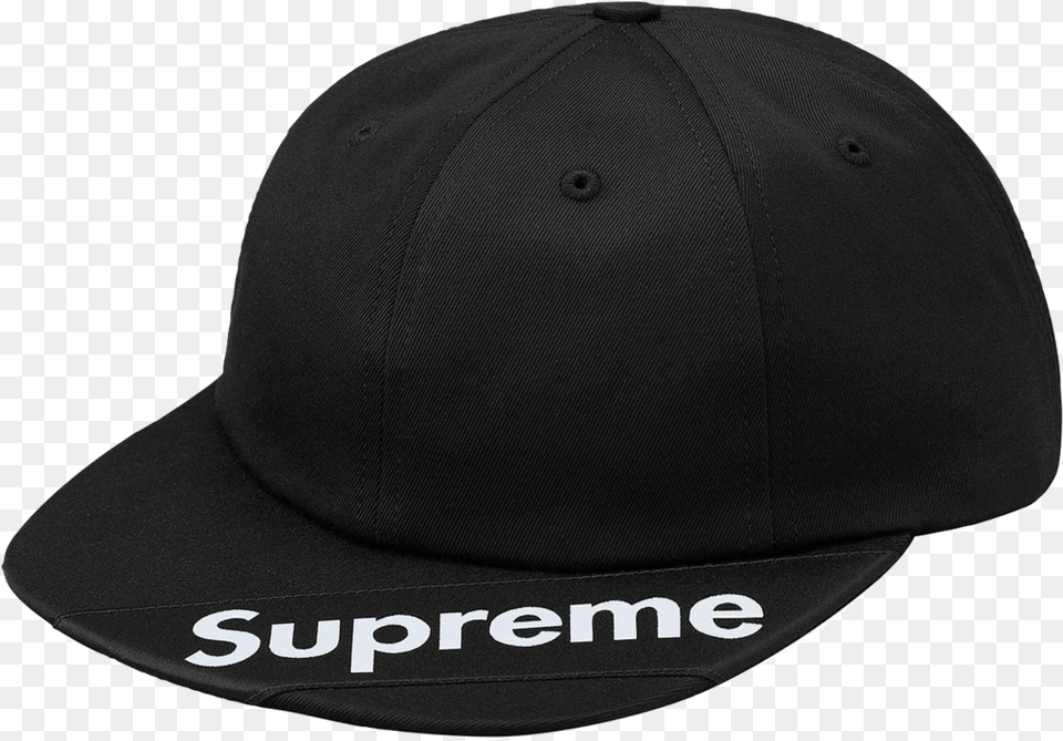 Supreme Visor Label 6 Panel Black Used Baseball Cap, Baseball Cap, Clothing, Hat Free Png Download