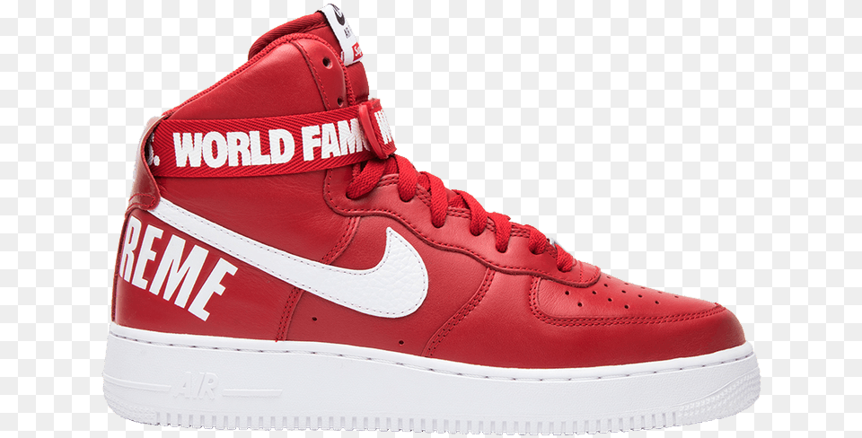 Supreme X Air Force 1 High Sp U0027redu0027 Nike Supreme Air Force 2019, Clothing, Footwear, Shoe, Sneaker Free Png