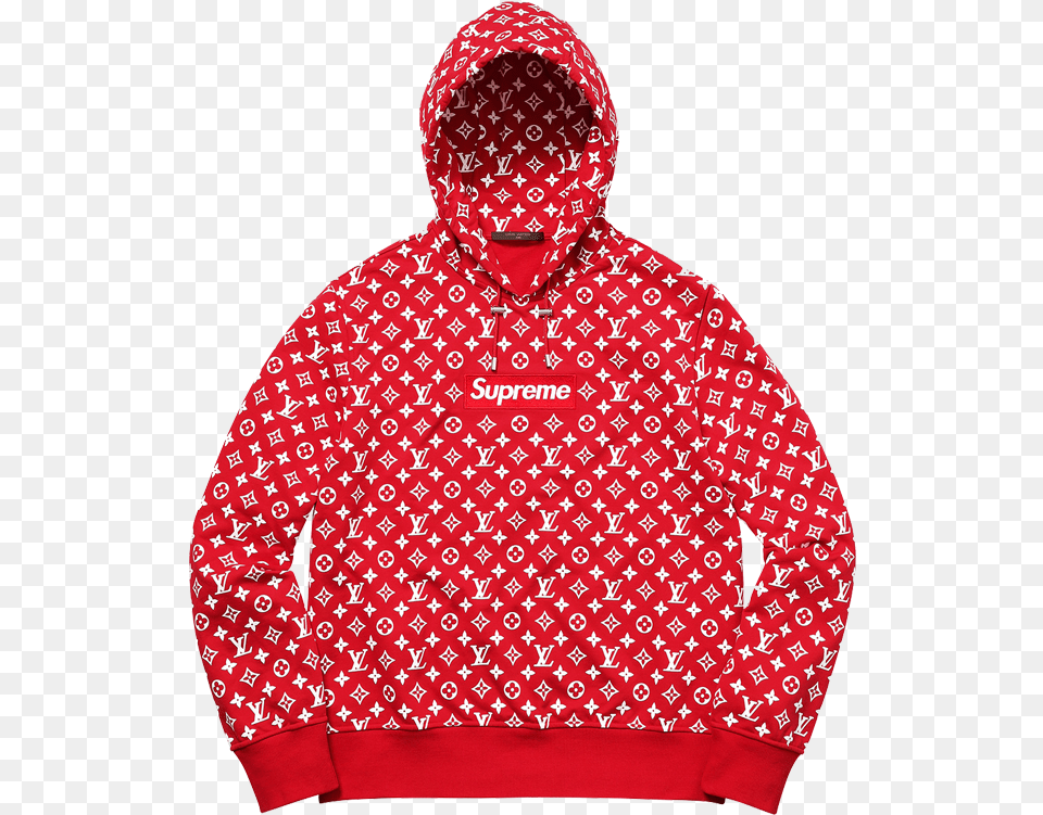 Supreme X Louis Vuitton Box Logo Hooded Sweatshirt Red Brighton, Clothing, Coat, Hood, Hoodie Free Png Download