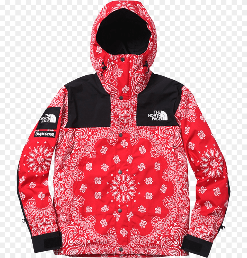 Supreme X North Face Red Bandana, Jacket, Clothing, Coat, Hood Png