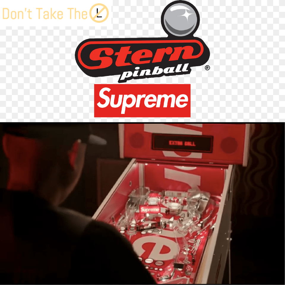 Supreme X Stern Pinball Machine Supreme Stern Pinball Machine, Adult, Male, Man, Person Free Png