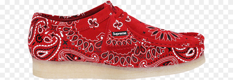 Supreme X Wallabee Clarks 261 Goat Supreme Red Bandana Shoes, Clothing, Footwear, Shoe, Pattern Free Png