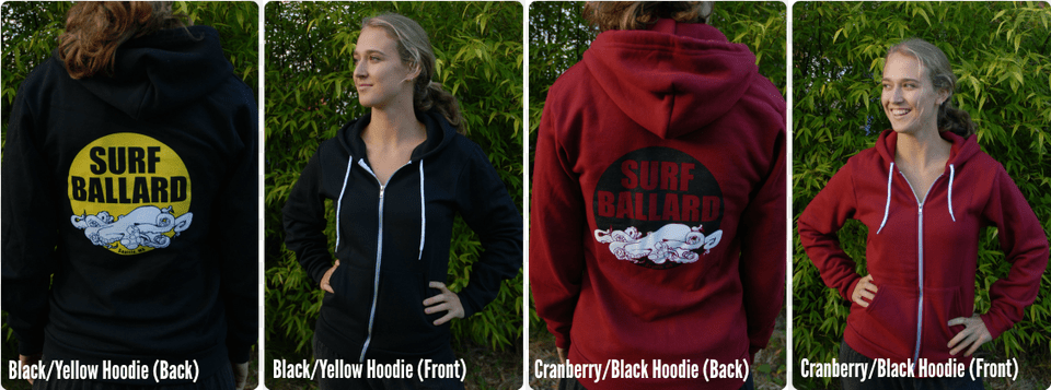 Surf Ballard Xip Up Unisex Hoodies In Black And Cranberry Surf Ballard, Hoodie, Clothing, Sweatshirt, Sweater Free Transparent Png