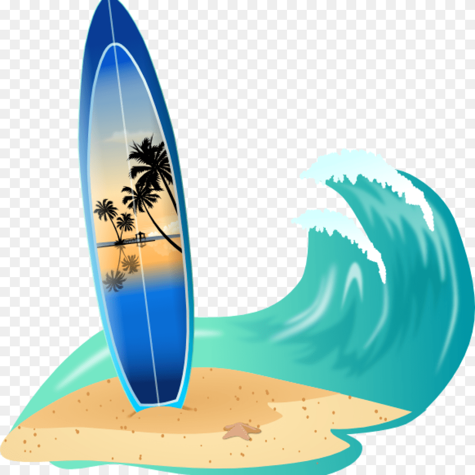 Surf Board Clip Art Surfboard And Wave Clip Art, Sea, Water, Surfing, Leisure Activities Png Image