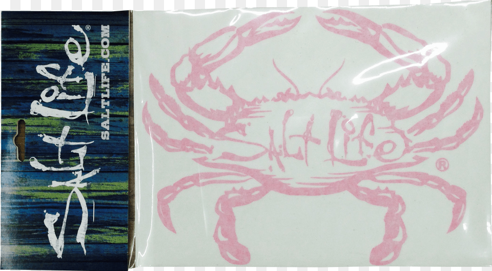 Surf Sticker With Pink Crab And Salt Life Logo Salt Life Signature Decal White Size Medium, Food, Seafood, Animal, Sea Life Free Transparent Png