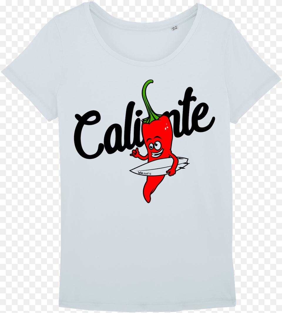Surf T Shirt Women Baby Blue Stoked Pepper Cartoon, Clothing, T-shirt, Food, Plant Free Png Download
