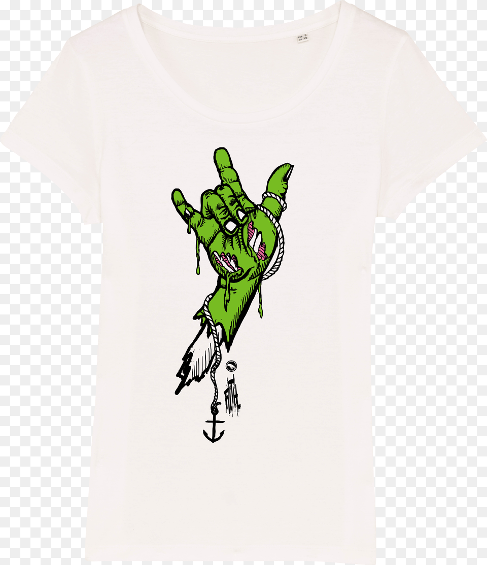 Surf T Shirt Women White Rock Hand Green, Clothing, T-shirt, Person, Electronics Png