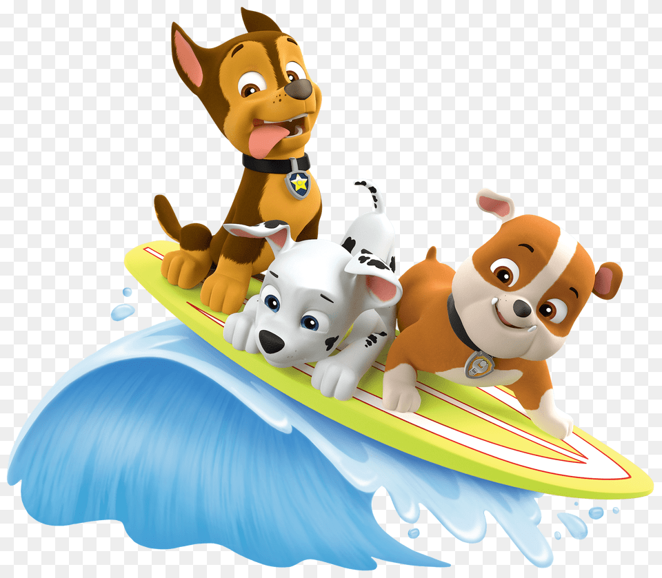 Surf With Rubble Marshall Paw Patrol Clipart, Toy, Water, Sea, Outdoors Png Image