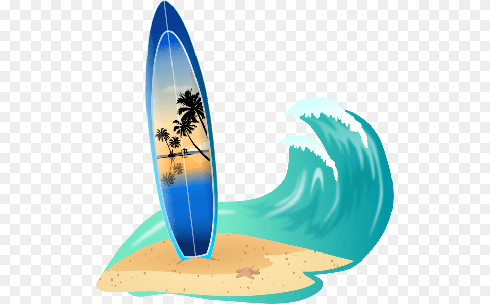 Surfboard And Wave Clip Art, Water, Surfing, Leisure Activities, Nature Png Image