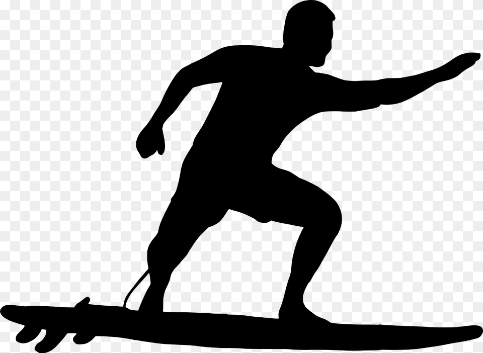 Surfer Surfboard Silhouette Man Athletic Fit Surfer Silhouette, Gray Png Image