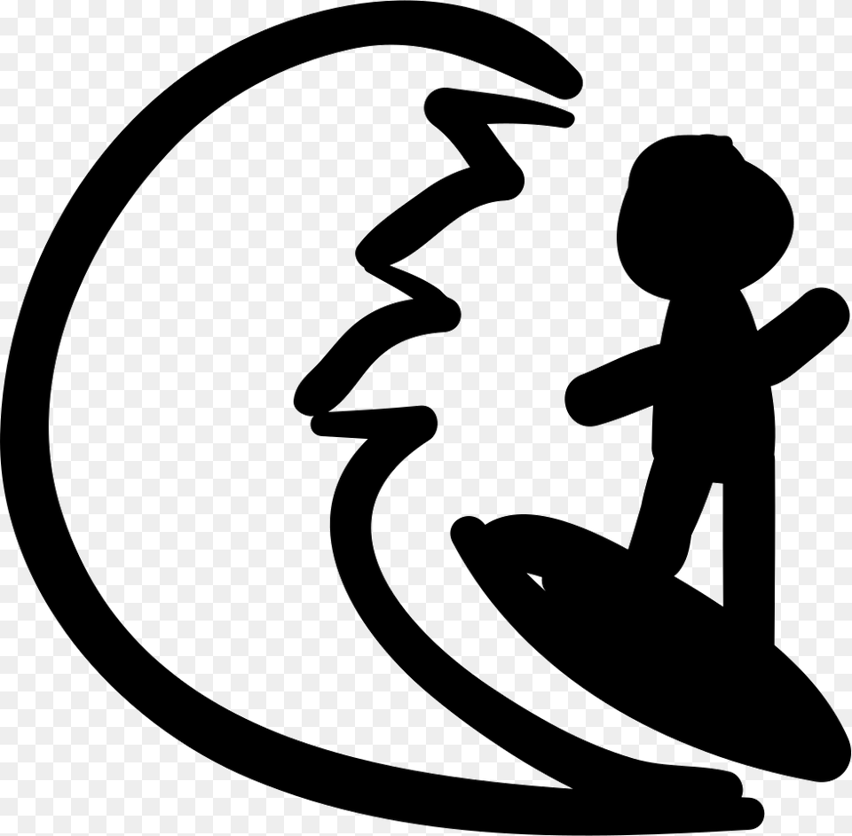 Surfer Surfing A Wave, Silhouette, Stencil, Person Free Transparent Png