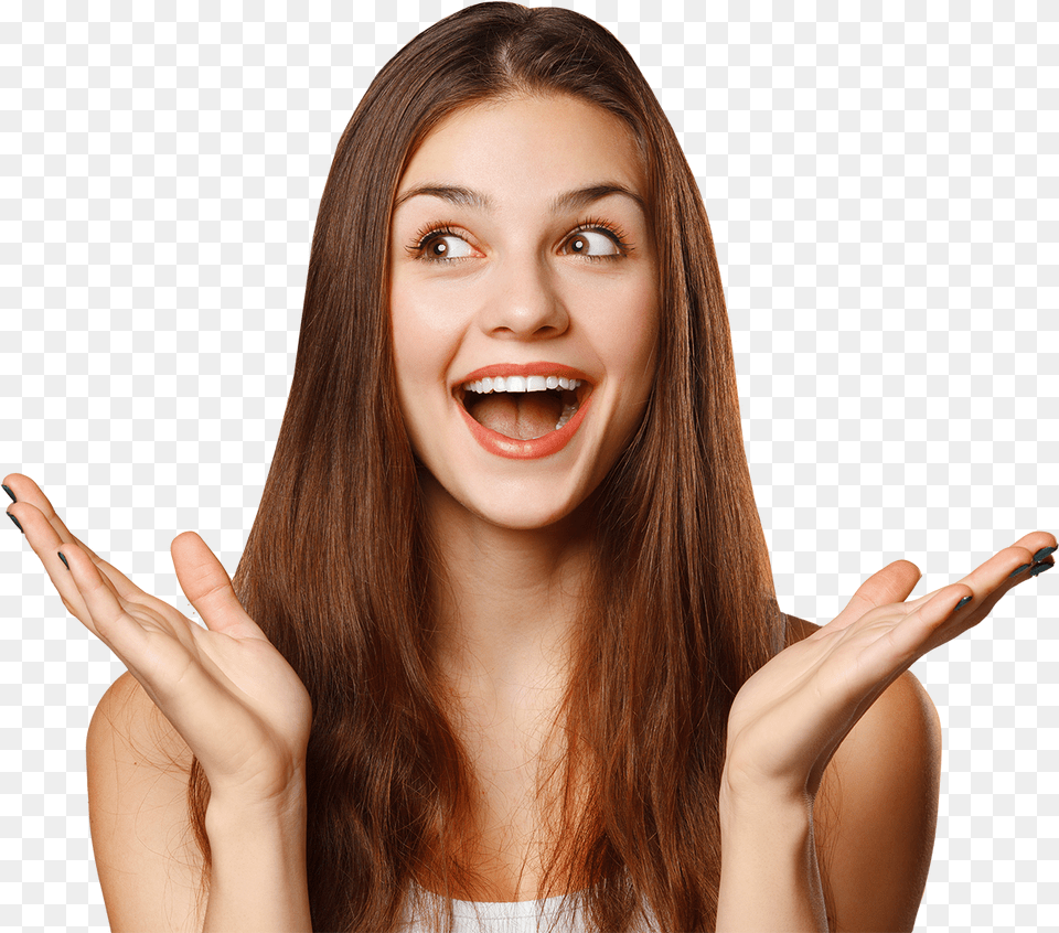 Surprised Happy Beautiful Woman Looking Sideways In, Head, Face, Person, Adult Png Image