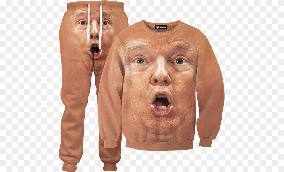 Surprised Kid Cut Out Trump Faces, Sweatshirt, Sweater, Knitwear, Hoodie Png