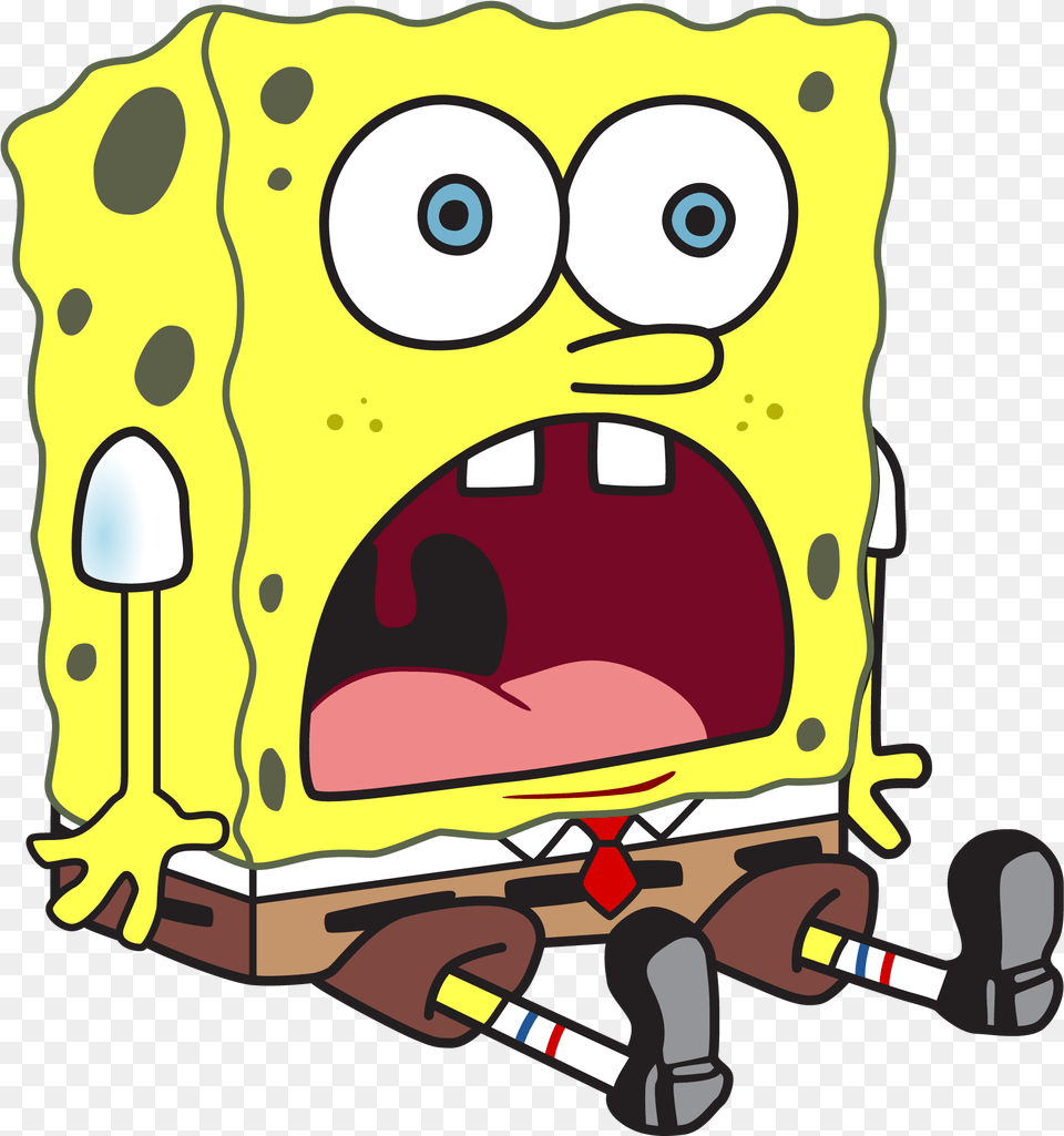 Surprised Spongebob Spongebob Sitting, Art, Painting, Bulldozer, Machine Png