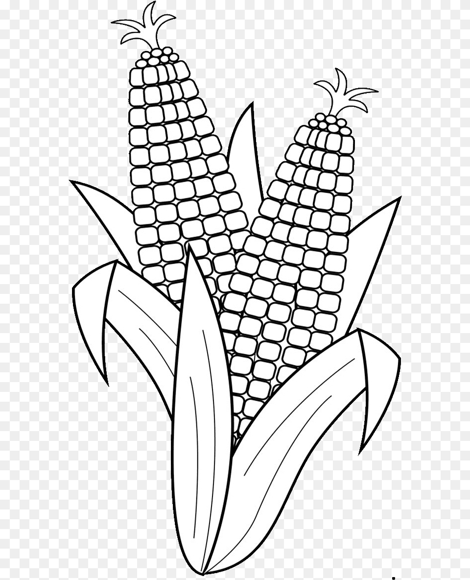 Surprising Corn Clipart For Free Fruits And Vegetables Clipart Black And White, Food, Grain, Plant, Produce Png Image