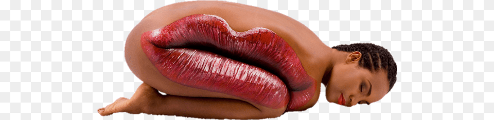 Surreal Ftestickers Woman Laying Mouth Lips Body Art Piece, Adult, Female, Person, Body Part Png Image