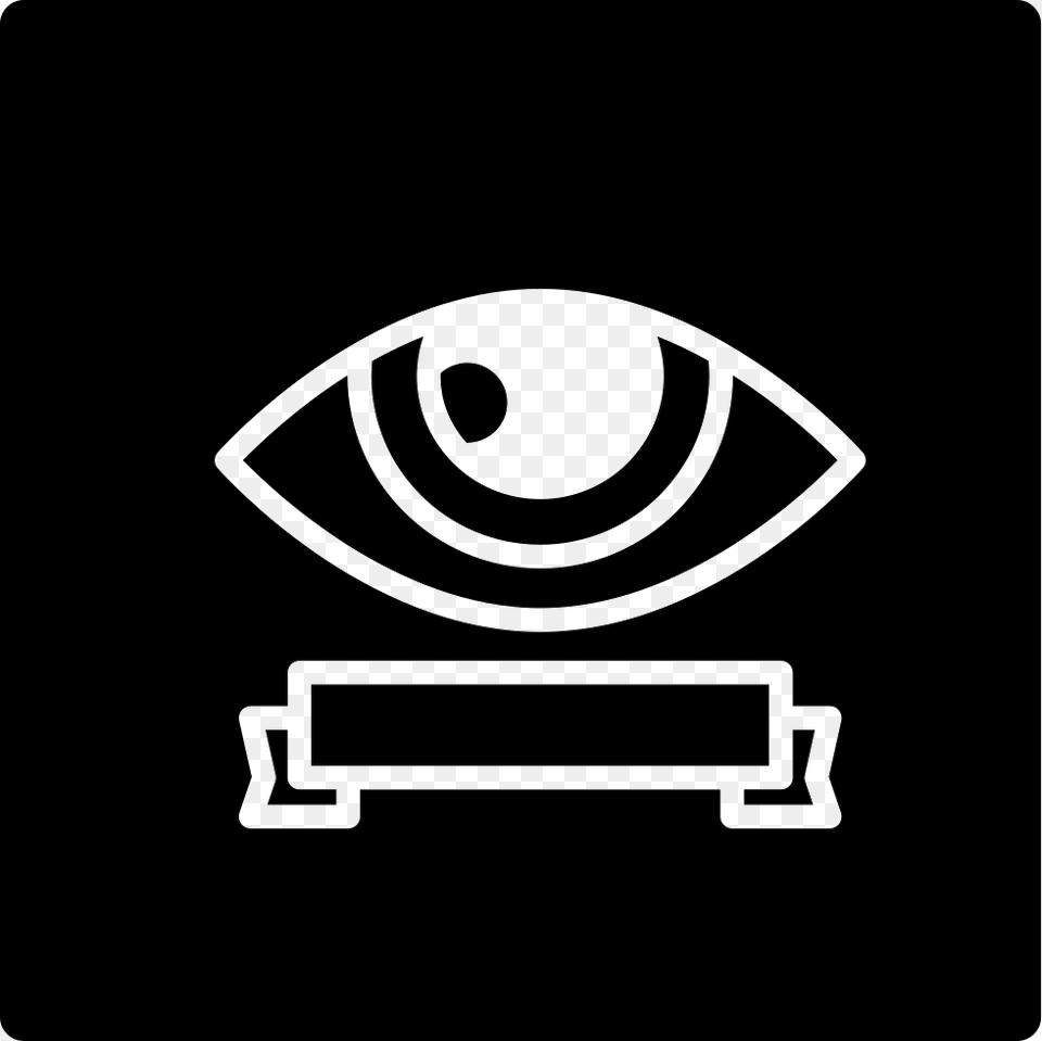 Surveillance Eye Symbol With A Banner Inside A Square Icon, Stencil Png