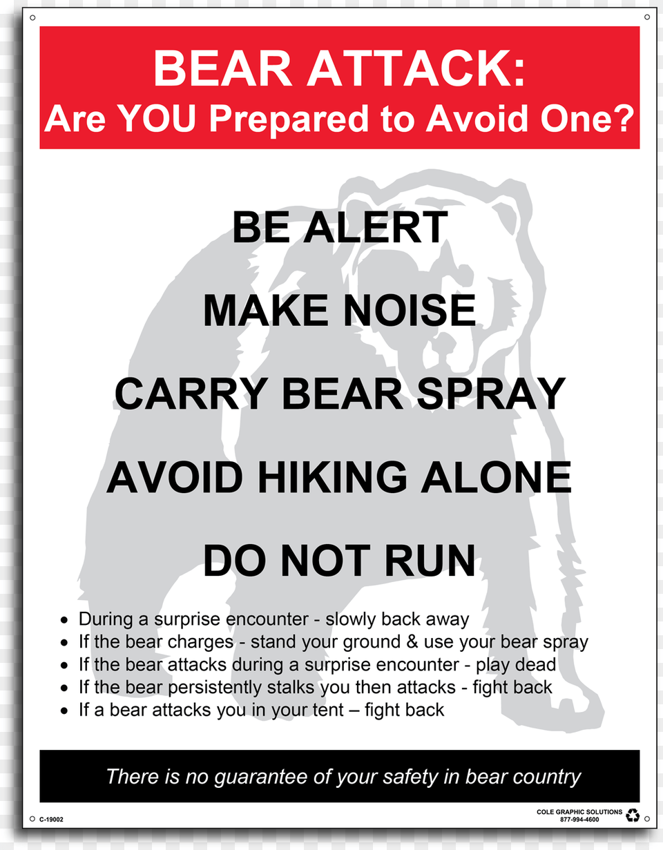 Survive A Bear Attack Poster, Advertisement Png Image