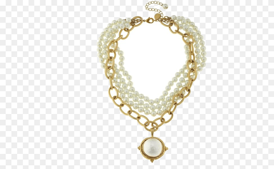 Susan Shaw Handcast Gold Cotton Pearl And Gold Chain Necklace, Accessories, Jewelry Free Transparent Png