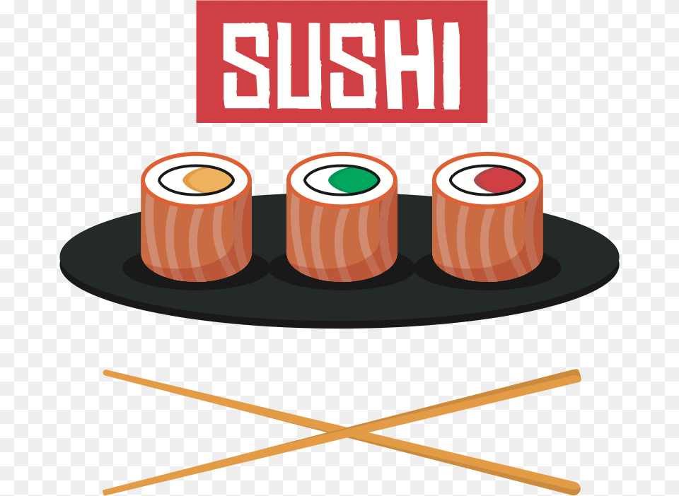 Sushi And Chopsticks Sushi, Dish, Food, Meal, Tape Png Image
