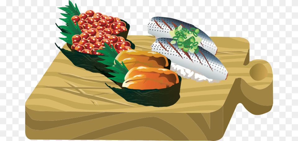 Sushi On A Board Food, Dish, Lunch, Meal, Produce Free Png Download