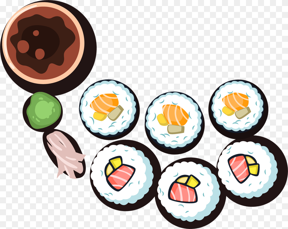 Sushi Onigiri Japanese Cuisine Illustration, Dish, Food, Meal, Grain Png Image