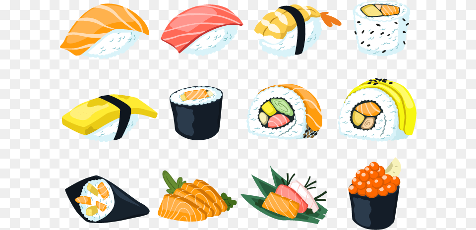 Sushi Salmon Cartoon, Dish, Food, Meal, Grain Free Png Download