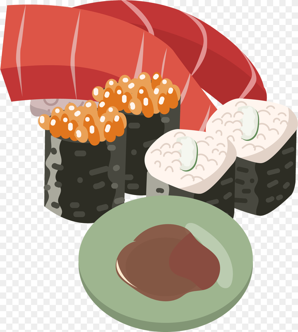 Sushi Salmon Caviar Cucumber And Vector Image, Meal, Dish, Food, Rice Png