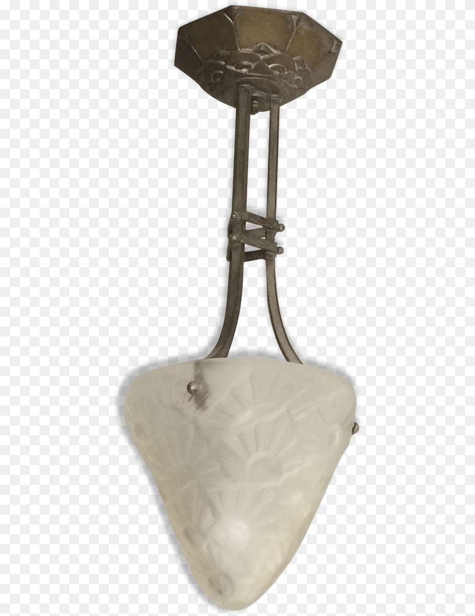 Suspension Art Deco Degue Bronze Chiseled And Casing Locket, Ceiling Light, Lamp, Light Fixture, Chandelier Png Image