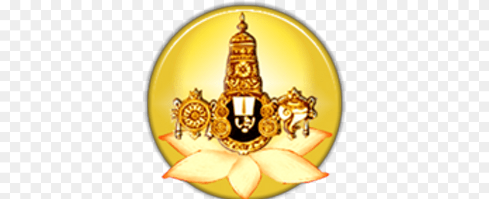 Sv Lotus Temple Lord Venkateswara, Badge, Gold, Logo, Symbol Free Png Download