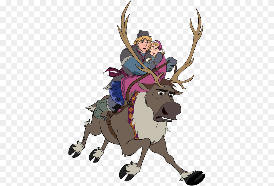 Sven Kristoff Rides Sven With Anna Anna And Sven, Publication, Book, Comics, Animal Png